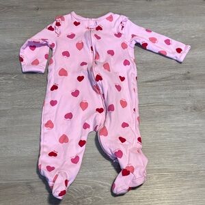 Carter's Pink and Red Heart Footie